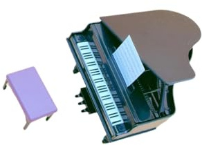 wisoolkic Miniatur Klavier mit Hocker – Puppenhaus Accessoire Set für kreative Puppenhausdekoration mit Musikinstrument – Lustiges Mini Klavier im Maßstab 1:12