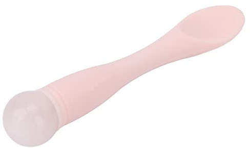 Generic Applicateur de Crème pour les Yeux en Silicone, Rouleau Spatule Jadestone pour Cernes, Poches, Raffermissement et Lifting, Rose