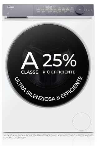 Haier X Serie 7 Lavatrice Slim 8 kg, Libera Installazione, Carica Frontale, Classe A-25%, 1400 Giri, Motore Direct Motion, Wi-Fi, hOn, 60 x 50 x 85 cm, Antracite Starry Silver - HW80-B14367GTUIT