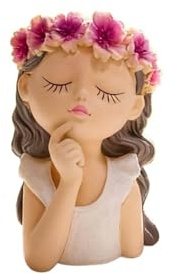SDA287MZ Uso multifunción Macetas con Cabeza de Flor Hadas, Adornos Decorativos Resina, diseños creativos, maceteros Colgantes suculentos