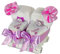 dubistda© Windeltorte Zwillinge Windelwagen rosa / 25-teilig/Zwillingswagen - Geschenk für Zwillinge Mädchen inkl. zwei personalisierten Lätzchen + Grußkarte
