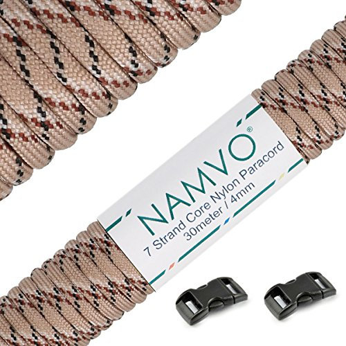 Namvo 550 Paracord Mil Spec Type III 7 strand parachute cord Total Length 100ft / 30 Meters, Desert Camo