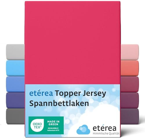 etérea Jersey Topper Drap Housse 90x200-100x200 cm Rose Fuchsia Epaisseur 5-10 cm - 100% Coton - Oekotex Drap-Housse Matelas Lit Housse de Couette - draps-de-lit 90x200cm - 100x200cm Rosé