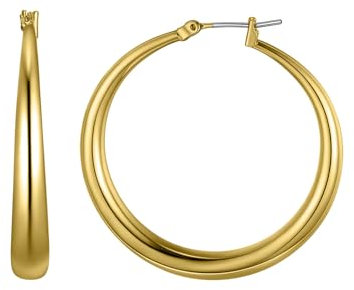 GoldChic Huggie Creolen Gold Ohrringe Damen Piercing Ohr Durchmesser 40MM Rundohrringe Mädchen Helix Piercings Kreolen Kupfer Weihnachtsohrringe Schmuck Accessoire