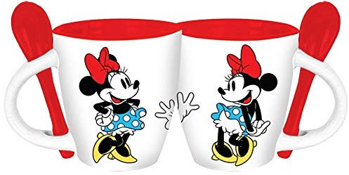 Disney Minnie Mouse Waves Espresso Mug w/Spoon, White Red