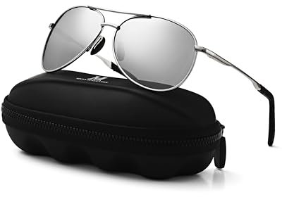 MXNXEU Sonnenbrille Herren Fahrerbrille Polarisiert Schwarz Polarisierte Herren Outdoor Vintage Unisex UV400 Fahren Stile Silber