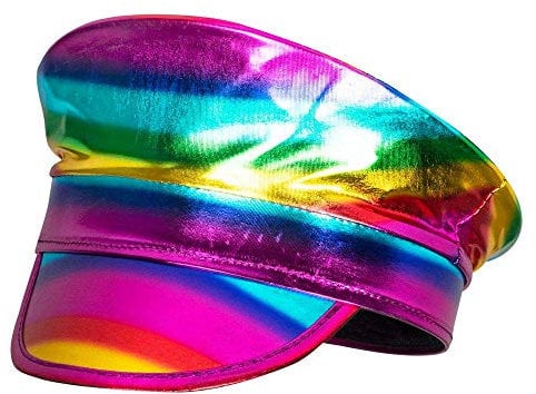 Boland 44737 - Kapitän Mütze Rainbow, Holographic, Regenbogen, Parade, Christopher Street Day, Bad Taste Party, Mottoparty, Karneval
