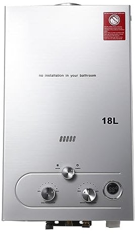 NICCOO Tankless Gasdurchlauferhitzer, 18L Outdoor Gas Propan Durchlauferhitzer mit Digital-Anzeige, LPG Instant Warmwasserbereiter CE mit Duschkopf für Pferdedusche, Camping, Wohnmobilausflug