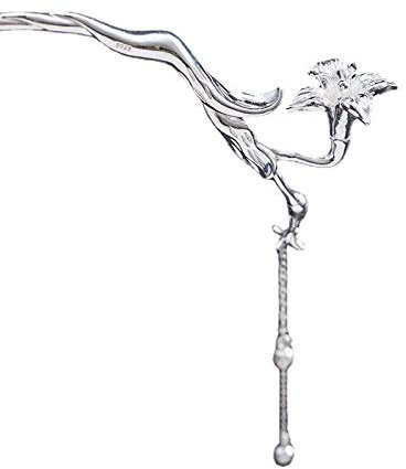 Chinesische Haarnadel,S925 Sterling Silber Hair Stick Haarnadel Retro Chinesisch Traditionelle Klassische Essstäbchen Gabeln Kreative Lilie Blume Zweige Quasten Charme Schmuck Haarschmuck Für Frau