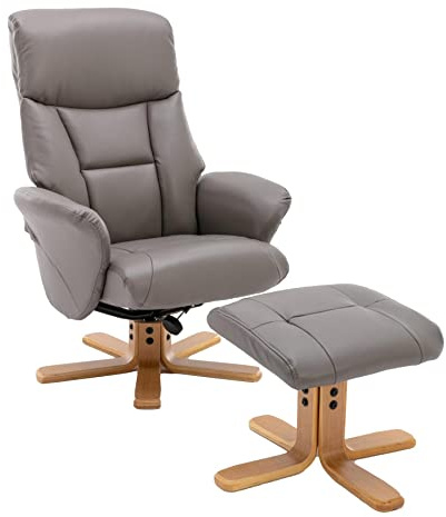 Morris Living The Giza Fauteuil inclinable pivotant en similicuir avec repose-pieds assorti Gris