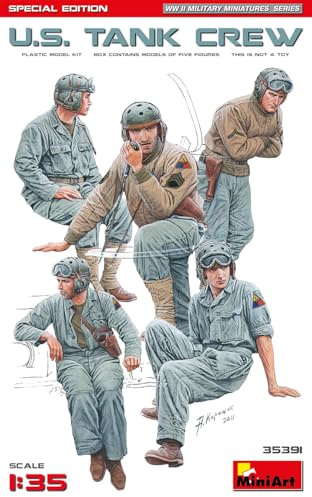 Mini Art 35391 1:35 Fig. US Panzerbesatzung (5) SE-originalgetreue Nachbildung, Modellbau, Plastik Bausatz, Basteln, Hobby, Kleben, Modellbausatz, Zusammenbauen, unlackiert