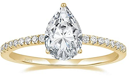 EAMTI Verlobungsringe aus 925er-Sterlingsilber, 2 Karat, Birnenschliff, Zirkonia, Hochzeitsringe für Sie, atemberaubende Tropfenform, Eheringe für Damen, Größe 3–13
