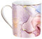 WAVEYU Keramiktasse für Frauen, Kaffee-Wasser-Tasse, Marmor-Design mit Griff für Heimbüro, dekorative süße Kaffeetasse für Mädchen, Lehrer, Kollegen, 400 ml, rosa Marmor
