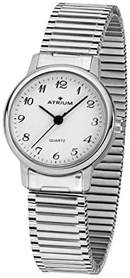 Atrium Damen-Armbanduhr Edelstahl Analog Quarz mit Edelstahl Zugband Flexband Silberfarben A43-50