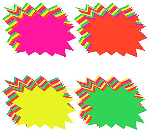 160 Stück fluoreszierende Starburst-Verkaufsschilder, Neonpapier-Sternexplosions-Einzelhandelspreisetiketten, leere Sternform-Papierschilder für Einzelhandelsgeschäfte, Partygeschenke (4 Farben)