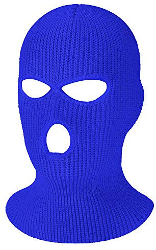 Geyoga 3 Loch Winter Strickmaske Voll Gesichtsabdeckung Skimaske Gestrickte Sturmhauben (Königsblau, Kindergröße)
