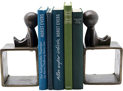 Kare Design Buchstütze Little Males, 2er Set, Schwarz, Zweiteiliger Bücherhalter, Buchstopper für Bücherregal, Accessoire, 19x21x10cm