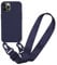 MBSLFY Case Compatible with iPhone 12 Pro Max, Liquid Silicone Protective Phone Case with Strap Adjustable Neck Cord Necklace Soft Cover for iPhone 12 Pro Max, Navy blue