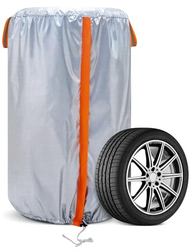 NEVERLAND Large Tire Covers for Storage - Seasonal Tire Storage Bag Waterproof 420D Oxford Tire Stack Cover with Reflective Handle for Indoor/Outdoor Use (Holding 4 Tires Within 35 Inch Diameter)