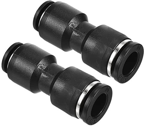 PATIKIL 10mm à 8mm Réduction Pression Connexion Air Ligne Raccord Noir 2Pcs | Droit Union Réducteur Pneumatique Rapide Connexion Raccords