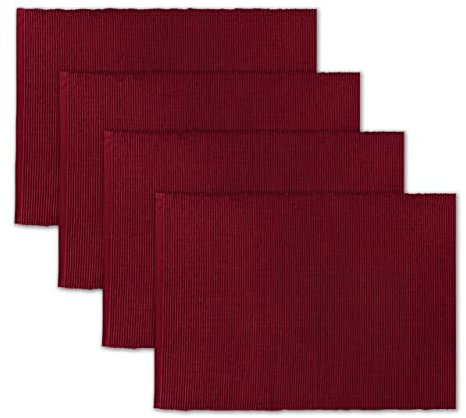 AVKA Studio Gerippte Tischsets aus 100% Baumwolle, 4 Stück, 33 x 48 cm, Kastanienbraun/Burgunderrot/Dunkelrot, für den täglichen Gebrauch, Dicke Konstruktion, waschbare und Wiederverwendbare