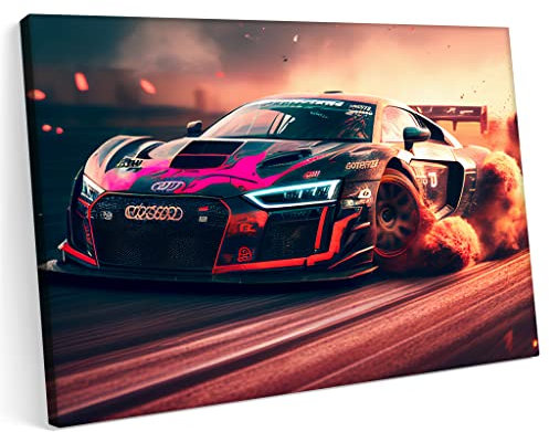 Printonia Bilder Leinwandbild 120x80cm Audi RS8 Autosport VAG Wüstenrennen