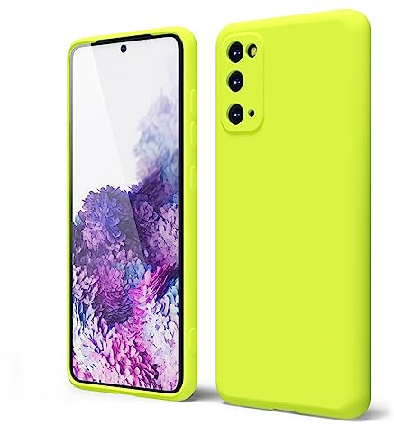 Oakxco für Samsung Galaxy S20 Hülle Silikon Case mit Kameraschutz, Ultra Dünn Bunt Handyhülle Mädchen, Einfarbig Handy Hülle Slim Schutzhülle, Matt TPU Weich Gummi Glatt Silikonhülle Bumper, Neon Gelb