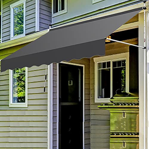 Einziehbare Terrassenmarkise, Sonnenschutz, Markisenabdeckung, Außenterrassenüberdachung, Marktdeck-Markisen mit Manueller Kurbel, für Hof, Veranda, Klemmmarkise ( Color : Gray-white stand , Size : 30
