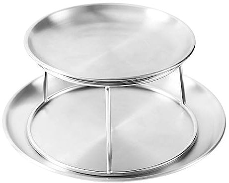 Bafnsiji Plateau Rond en Acier Inoxydable à 2 Niveaux pour Fruits de Mer, Huîtres et Service - Présentoir de Cuisine et de Réception