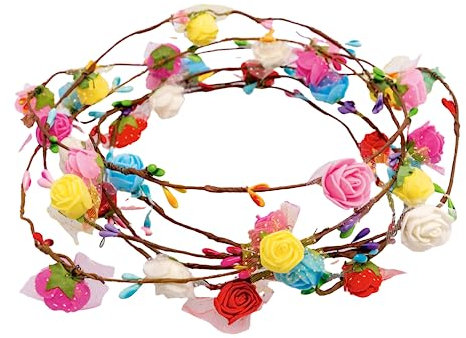 LITTLE BIRTHDAY | Set aus 6 Blumen Feen Haarreifen mit Blumen | Geburtstag | Kindergeburtstag | Party | Karneval | Fasching | Deko | Mitgebsel
