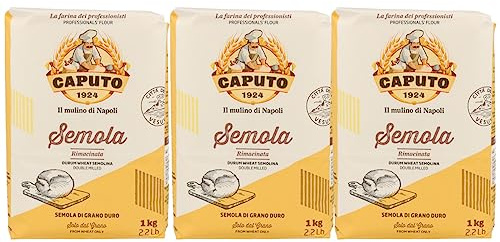 Molino Caputo Pizzamehl Set - je 3x1kg. Folgende Sorten sind erhältlich. Cuoco, Pizzeria, Doppio Zero, Nuvola, Manitoba und Semola (3x1kg Semola)