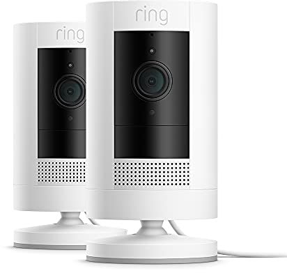 Ring Outdoor Camera Plug-In (Stick Up Cam) | HD outdoor Security Camera with Two-Way Talk, Wifi, Works with Alexa | alternative to CCTV system | 30-day free trial of Ring Home | 2 Cameras
