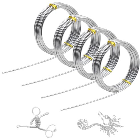 4 Rotoli Fil di Ferro Modellabile da 3 mm Filo Metallico Flessibile Filo Alluminio per Gioielli Argento Adatto per Gioielli Fai Da Te e Artigianato,Scultura,Bonsai(5m/Rotolo)