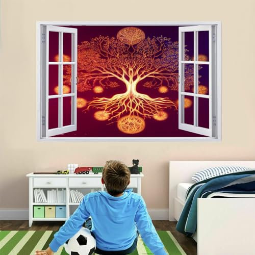 Effetto Muro Rotto 3D Albero Della Vita Adesivi Murali Impermeabili Rimovibili Arte Astratta Decalcomania Da Muro In Vinile Per Bambini, Decorazione Della Parete 67x45cm