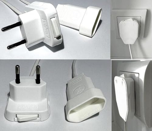 Euro-Verlängerung mit Schalter 3m weiß, extra Flacher Winkelstecker, WSP2x041315 Doppelpack, ideal bei wenig Platz, Euro-Kupplung, Kabel 2x0,75mm²
