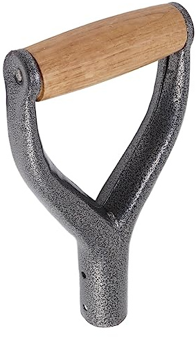 HWGING Shovel Handle Y Shape, 12.22 Inch Inner Diameter, Replacement Spade Handle with Wooden Handle for Garden Digging Rake Tool (Silver)