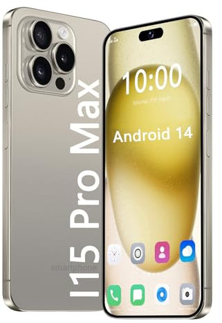 Gqudyi Nuovo Telefono Cellulare 5G I15 PRO Max Smartphone Android 14 7,3 Pollici 7800mAh 72MP 108MP 12+512GB con Scheda 128TF Blocco Impronta Digitale/riconoscimento facc(Size:8GB+256GB,Color:Golden)