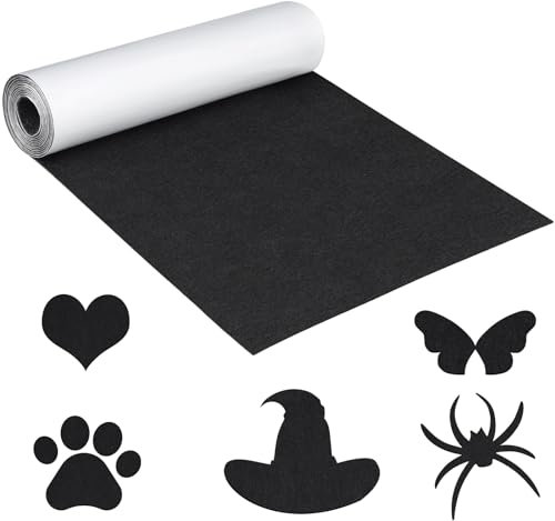Wzone Nero Feltro Adesivo, 31×200cm Tessuto Adesivo Velluto Adesivo, Feltro Rotolo per Scatole Regalo, Cornici, Sedie e Divani ecc