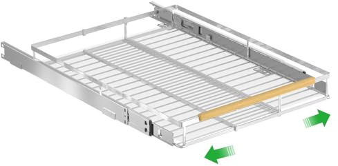 SANNO Ausziehbarer Schrank-Organisator Bodenmontierter Schwerlastauszug Küchenschrank Regal aus Edelstahl für Töpfe und Pfannen, Chrom