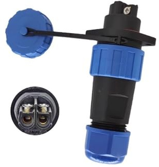 MiJunHD No Soldering Screw Crimping LD16 Flange Aviation Connector, 2Pin 20A 250V Straight Plug & Panel Socket IP68 Waterproof Wire Junction Box for Cable Diameter Ø4mm-8mm (1 Piece)