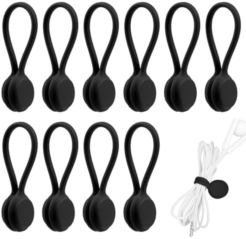 10pcs Reusable Magnetic Cable Organiser Clips - Magnetic Cable Holder for Earphone Cords, Charger Wires