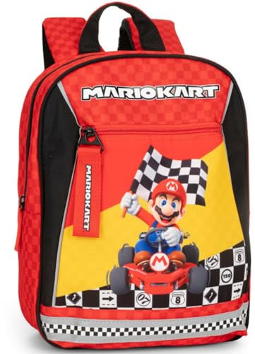 PRESTIGE & DELUXE Kindergartenrucksack kompatibel mit Super Mario Kart + Schlüsselanhänger Mario oder Luigi und Super Mario Stift, Blau, Himmelblau, 11