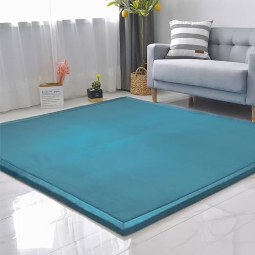 SETHEPACE Neu aufgewerteter rutschfest Teppich für Kinder, Verdickung 3CM Kinderteppich, Krabbelmatte für Kinderzimmer, Weiche Krabbeldecke ist sehr reeignet für Baby (Blau,200 * 200)