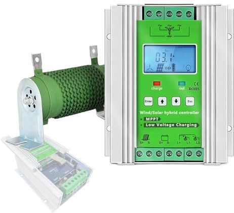 Lakenbroade 3000 W Wind-Solar-Hybrid-Laderegler, PWM, 600 W Wind + 400 W Solar-Boost-Ladetechnologie, Digitale intelligente Regelung, 1500 W Wind + 1500 W Solar-Windkraft-Zubehör,24V