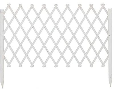 Unsichtbarer Zaun für Hunde, Gartenzaun – einziehbarer Zaun, Haustiertor, freistehender Holz-Gartengitterzaun, erweiterbarer Garten-Sofortzaun, Pflanzenschutz für Holzgarten, weiß (180 x 90 cm)
