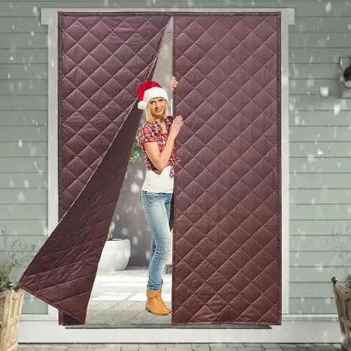 Rideau de porte insonorisant à isolation magnétique coupe-vent d'hiver pour empêcher la cloison de climatisation froide Portable Installation facile-Largeur 130 cm (51,2 po) - Hauteur 195 cm (76,8 po)