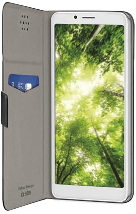 SBS Étui à Rabat Universel pour Smartphone jusqu'à 6,8, étui Book, Coque à Rabat Noir