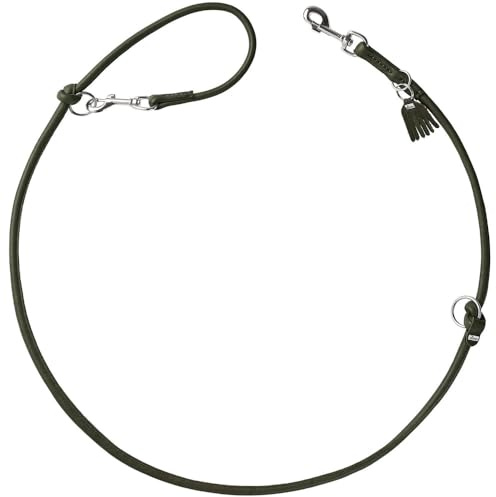 HUNTER Verstellbare Hundeführleine Round & Soft MÜNCHEN, rundgenähte Leder Hundeleine, besonders weich & geschmeidig, 3-Fach verstellbar, Made in Germany, Farbe: grün, Größe: 8/200