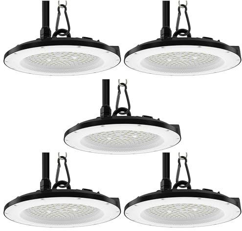 LUXULA 5er Pack LED Hallenstrahler UFO High-Bay 150W 15000lm, 5000K | 120 lm/W, 5000K Neutralweiß, IP65 IK08, EPISTAR LEDs, Industriebeleuchtung für Werkstatt und Lager, UFO High Bay