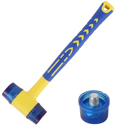 1 martillo de goma, 1 cabeza de martillo de repuesto, herramientas de instalación, herramientas de reparación, artículos para el hogar, martillo pequeño de doble cara